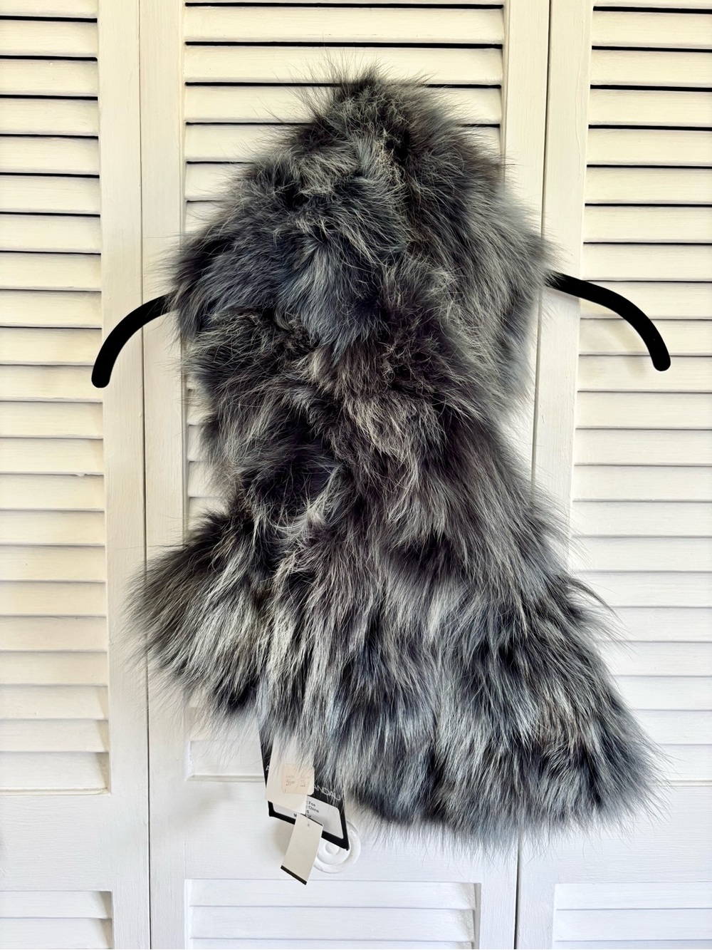 Adrienne Landau Fox Fur Wool Cashmere Scarf NWT